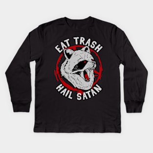 Eat Trash Hail Satan T-Shirt I Pentagram Possum Kids Long Sleeve T-Shirt